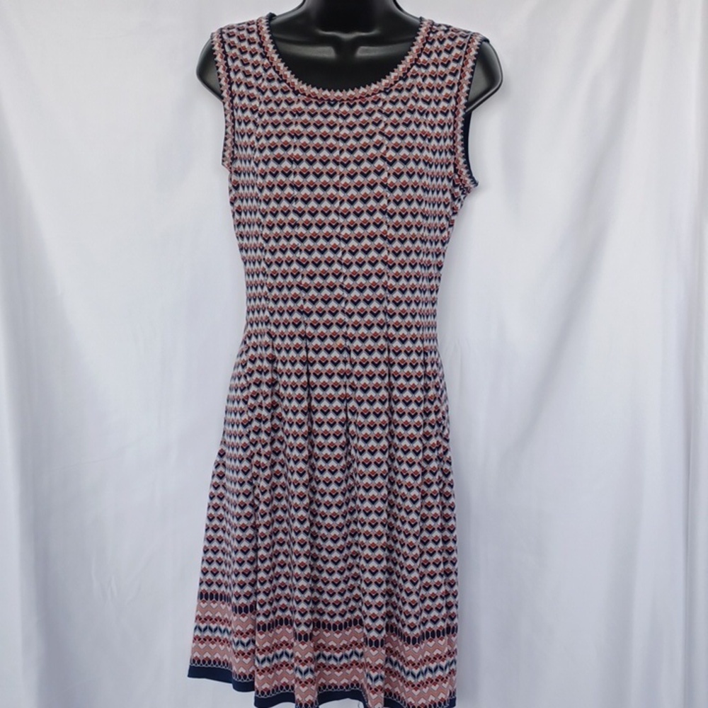 Max Studio Pleated Blue Red Pink Stretch Knit Dress Size S